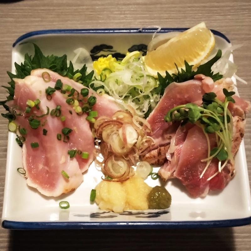 地鶏タタキ2種(信州蕎麦・鶏 個室居酒屋 八兵衛)