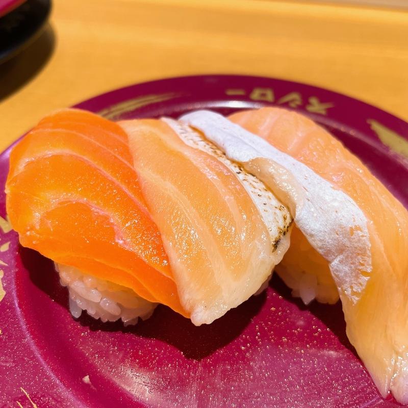 サーモン3貫盛(スシロー梅田茶屋町店)