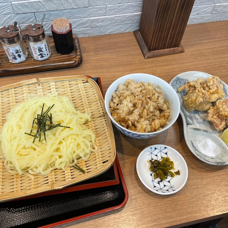 ざるうどん、鳥ざんまいセット(豊前裏打会　麺や　長政)