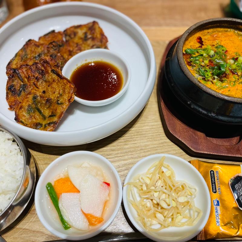 チヂミ&スンドゥブプレート(vegegoオヌレシクタン＆カフェ ららぽーと堺)