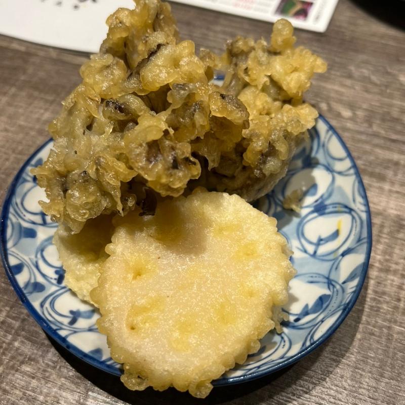 舞茸天　レンコン天(天ぷらと寿司酒場 新天家-しんてんち- 長岡店)