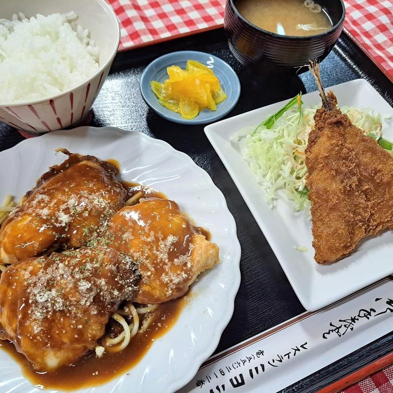 チキンピカタアジフライセット(レストラン ミヨシ)