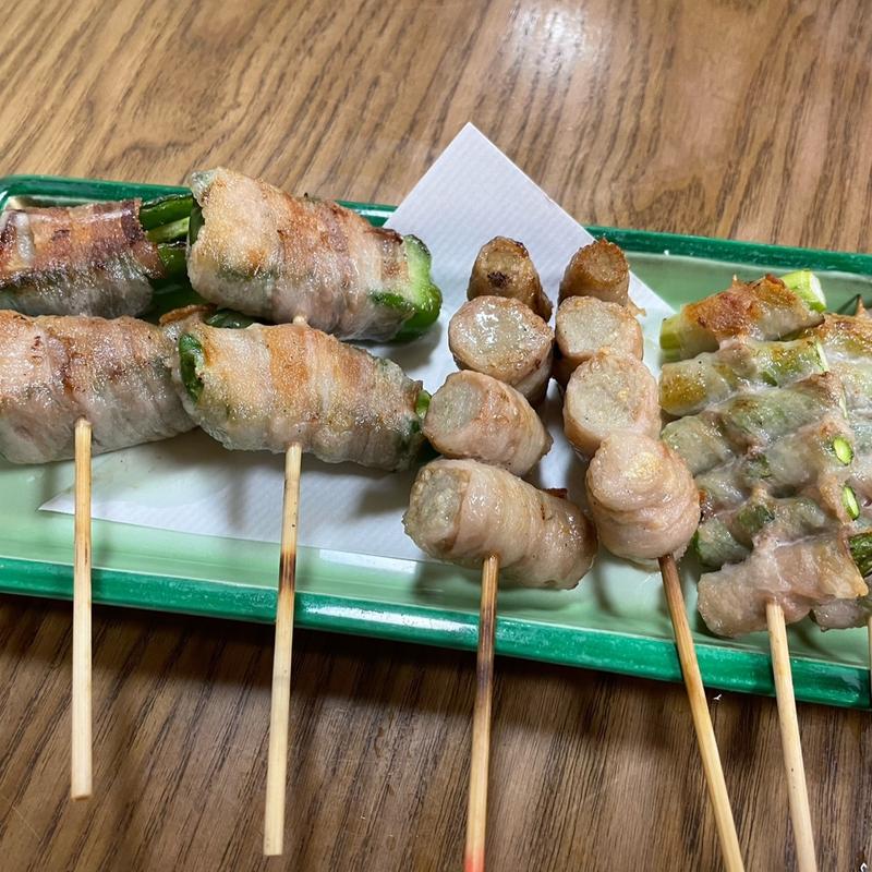 ピーマン串焼き＋アスパラ串焼き＋エノキ串焼き(串焼き 与兵)