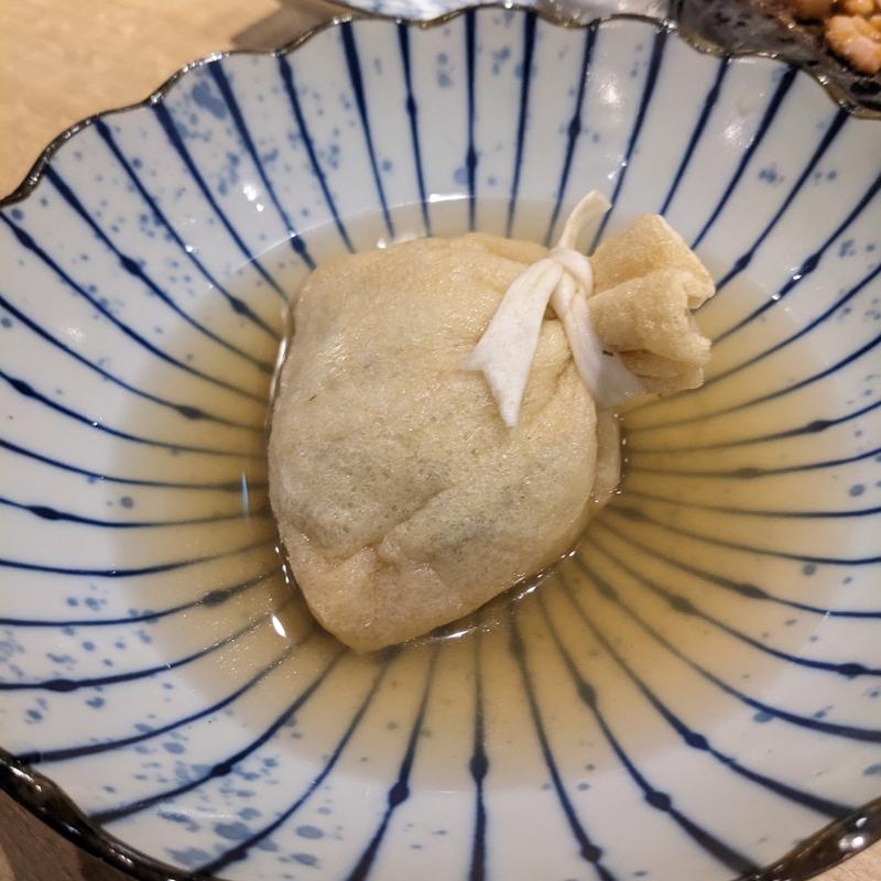 おでん 牛すじネギ袋(鮨とおでん ＆ 新川店)