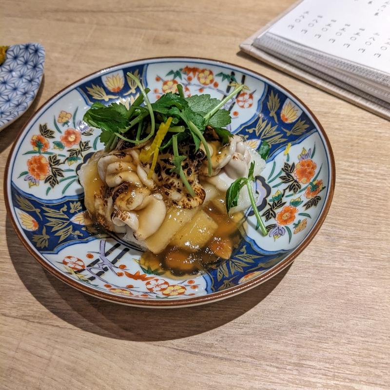 焼き白子と揚げ餅のみたらし餡(鮨とおでん ＆ 新川店)