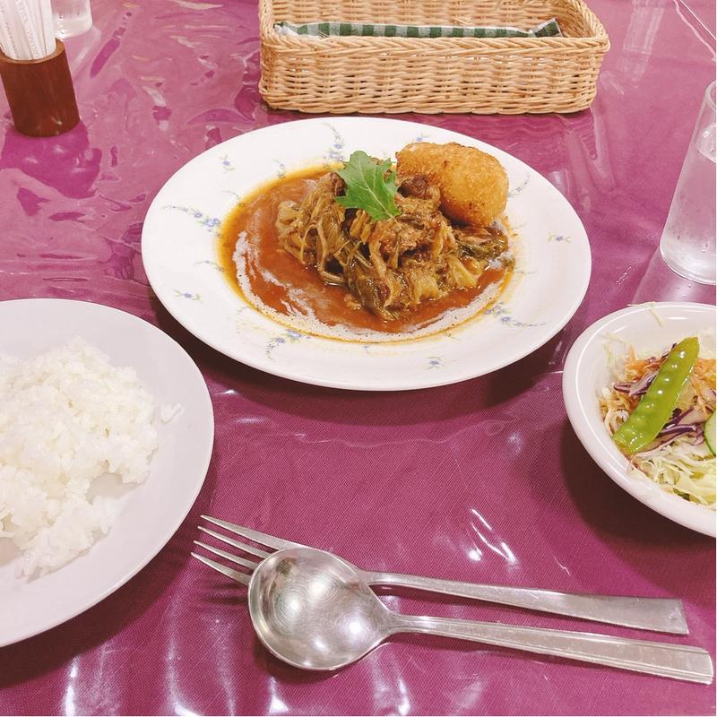 クリームコロッケとロールキャベツ(ビストロ岡田)