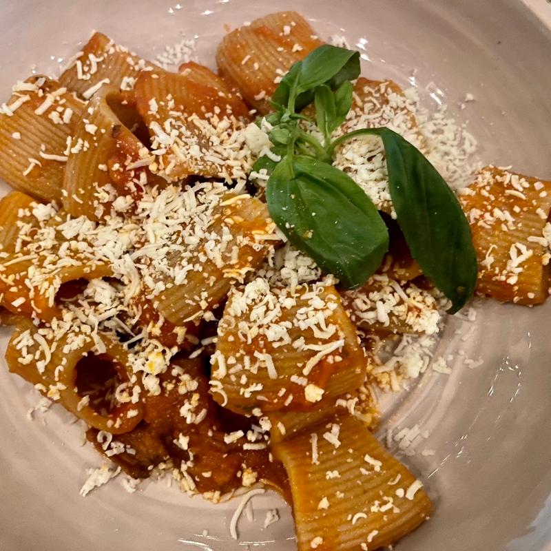 Fusilloni Past with Turnip Green Cream, cheese and dried tomato(Brolo Milano - Orto con cucina)