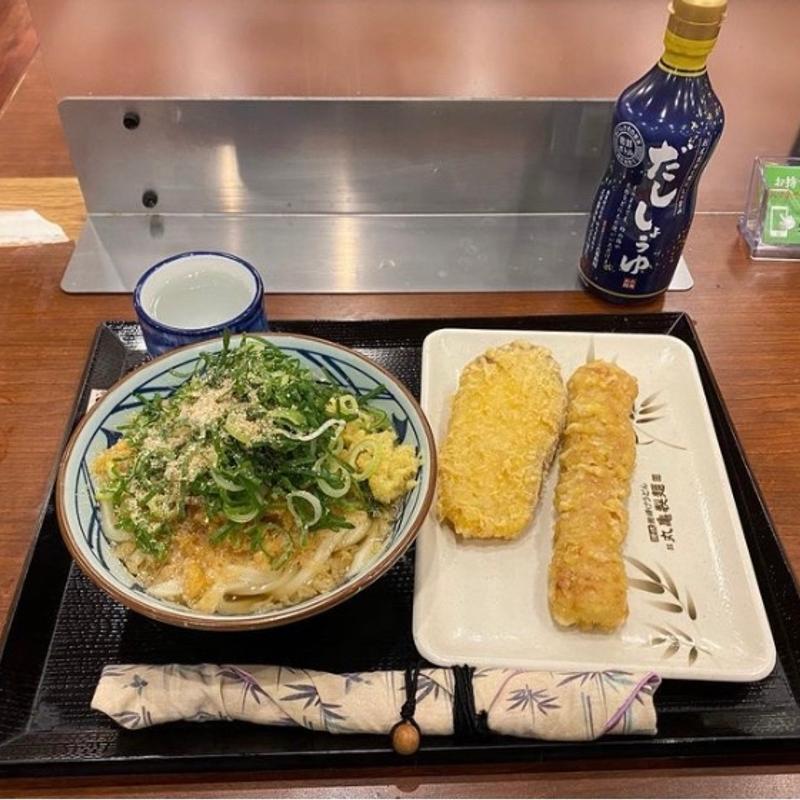 ぶっかけうどん(温) ちくわ天　さつまいも天(丸亀製麺宝塚)