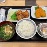 唐揚げアジフライ定食