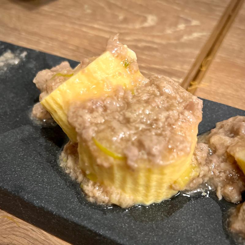 鴨そぼろの餡掛けだし巻き卵(鴨ときどき馬 浜松町本店)