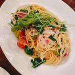 野菜と青森県産ニンニクを使ったオイルソーススパゲッティ