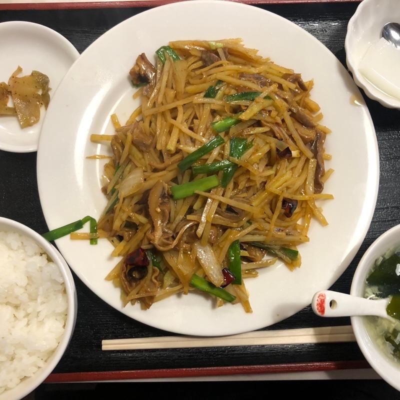 じゃがいもと豚肉ガツ炒め(川湘楼 武蔵小杉)