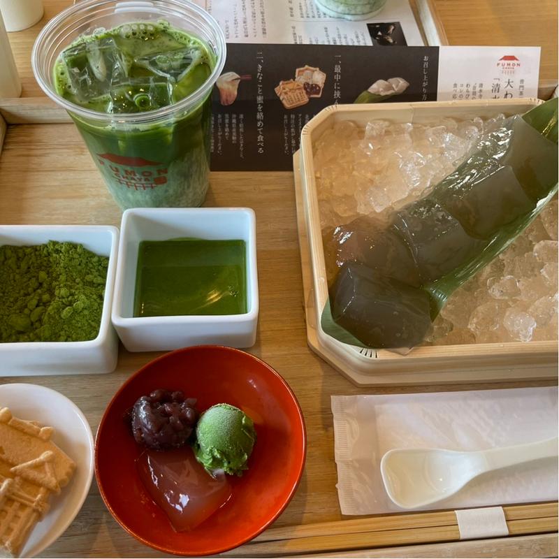 大わらび餅 「清水 -KIYOMIZU-」 京抹茶きなこ&抹茶みつ(普門庵 二の茶寮 )