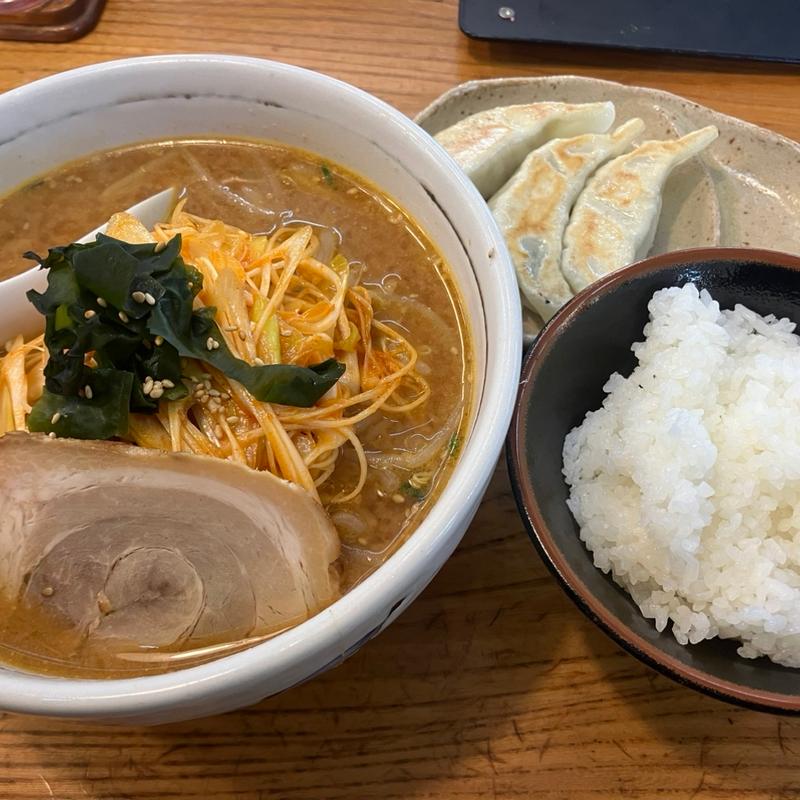 からネギ味噌ラーメン+さんこ餃子セット(めんかくぼう )
