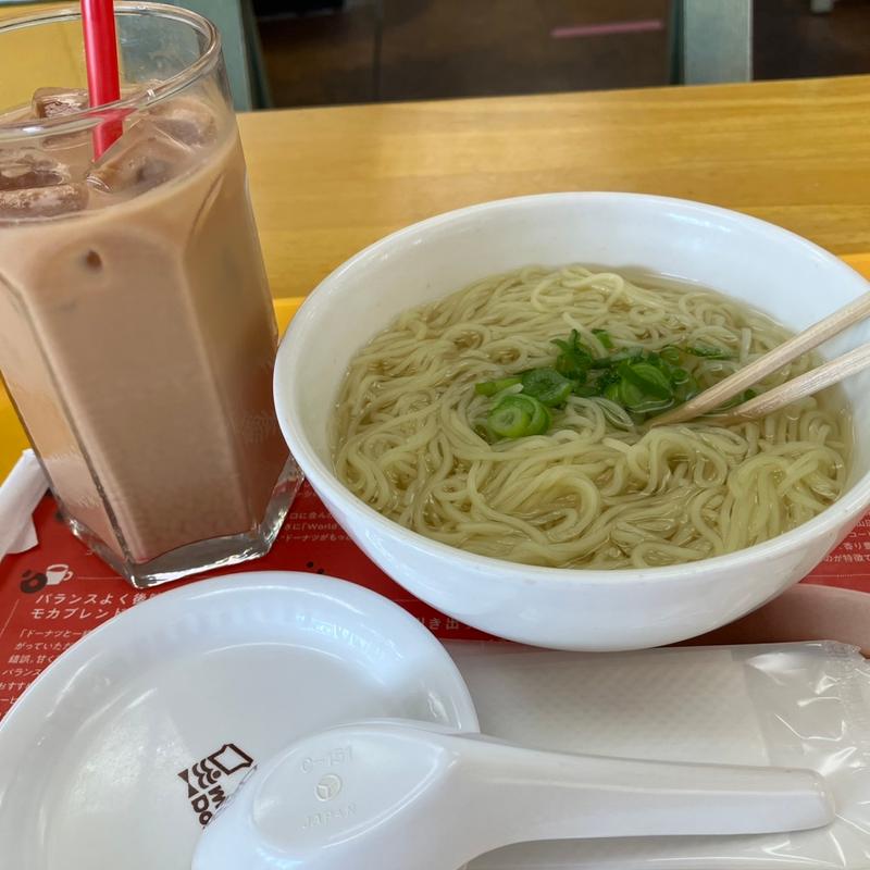 ミスド  ドリンクBセット（飲茶）汁そばとアイスロイヤルミルクティ(ミスタードーナツ ザ・ビッグ浜松葵町ショップ)