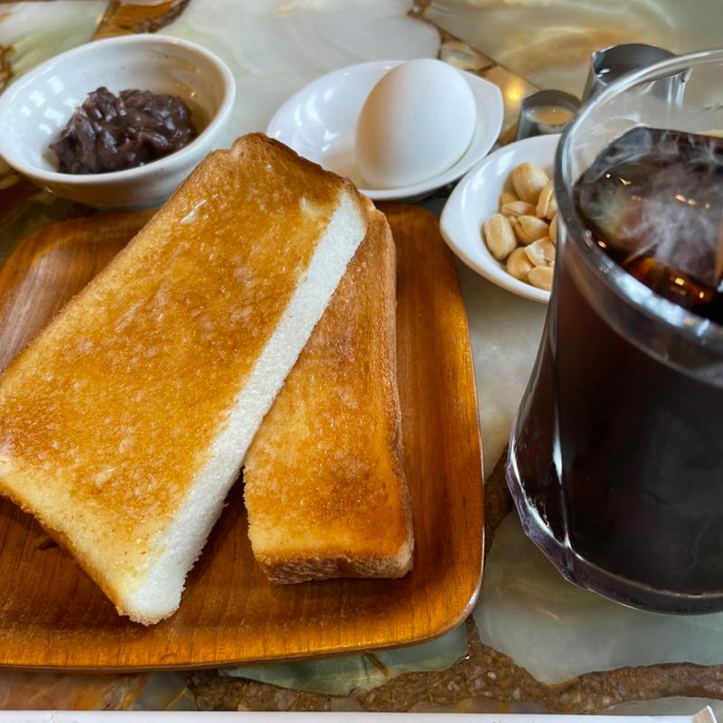 モーニング　アイスコーヒー　あずきトッピング(ボビーズ・カフェ)