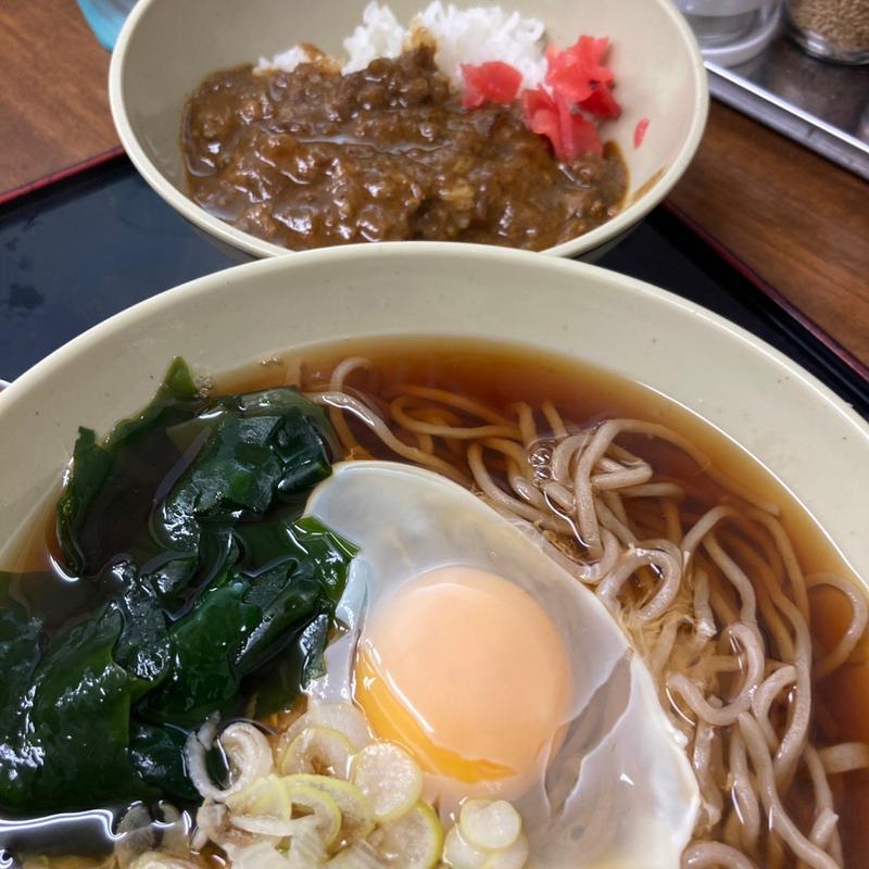 月見そば+ミニカレー(山長そば)
