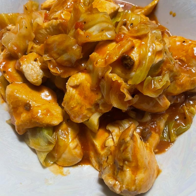 鶏むね肉ミートソース炒め(旭町)