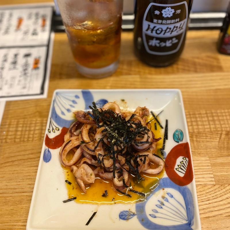 ヤリイカの酒盗バター炒め(鳩乃湯（はとのゆ）)