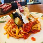 ナスとモッツァレラのトマトソースパスタ(トマトの実 )