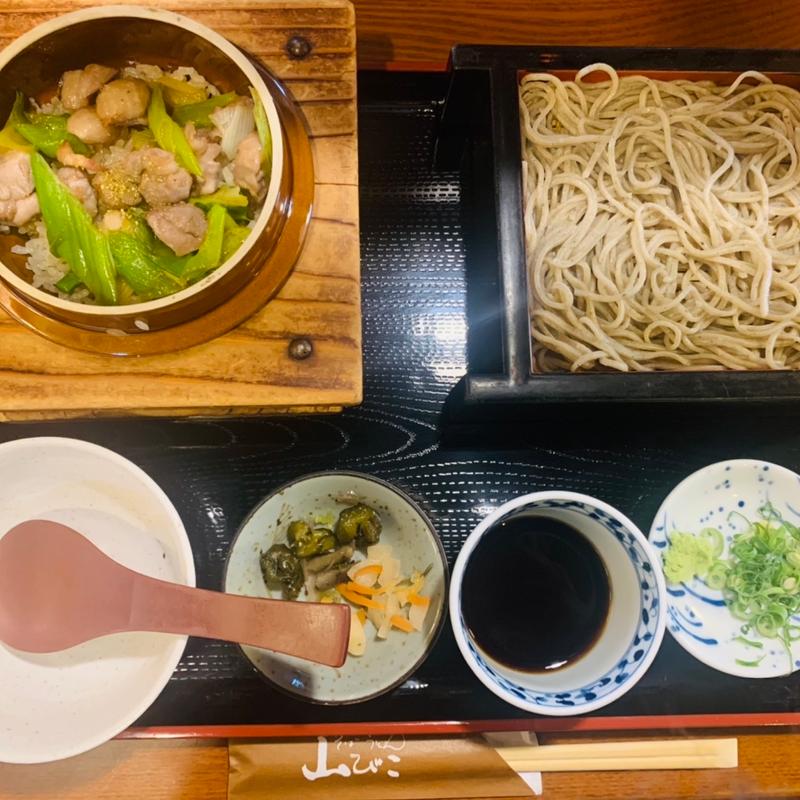 鴨釜めし定食せいろ一段(そばうどん 山びこ)