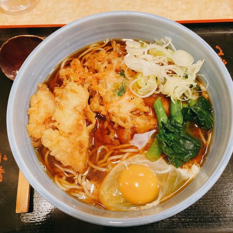 桜えびと白魚のかき揚げ月見そば(小諸そば ニコライ坂店 )
