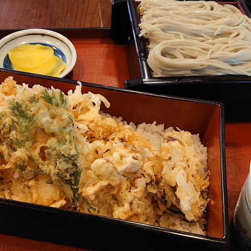 穴子天丼へぎそば定食(へぎそばと地酒処 杉乃屋)