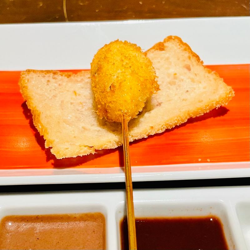 季節の串カツ10本コース　豚のマリネ生姜ソース(串カツとワインの店 燈（Tou）)