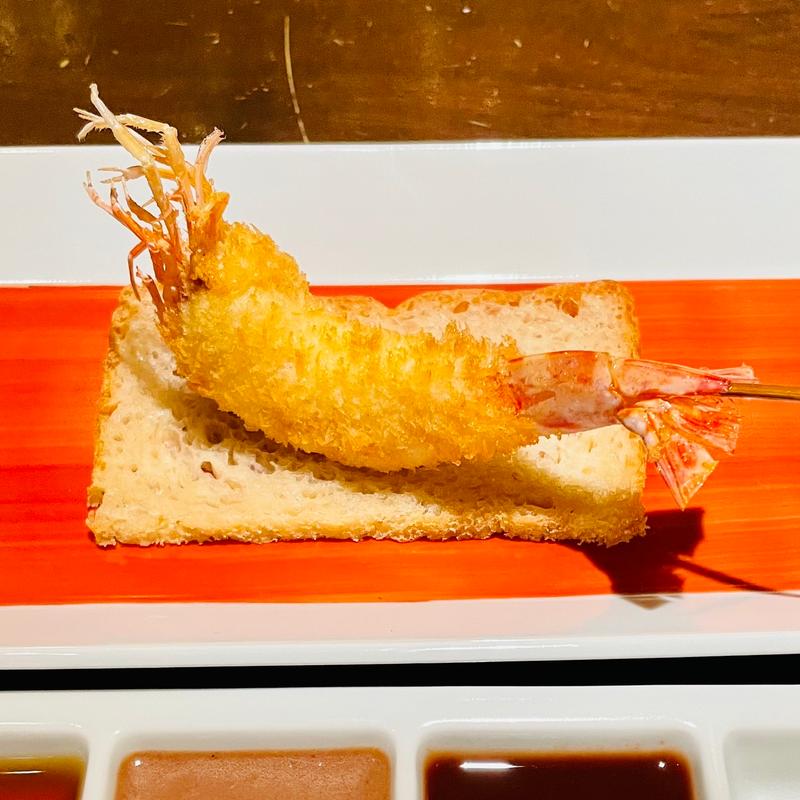 季節の串カツ10本コース　車海老(串カツとワインの店 燈（Tou）)