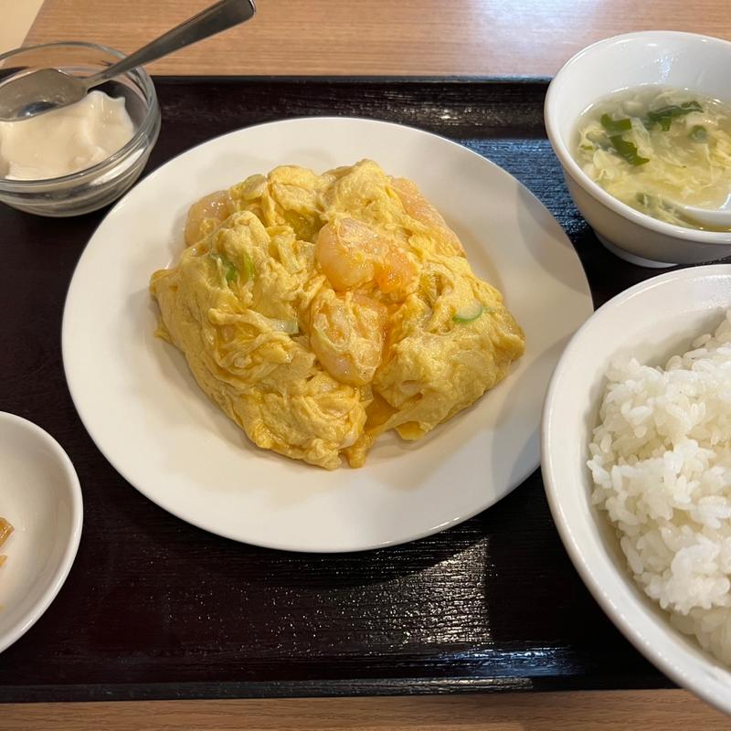 エビと玉子炒め定食(中国家庭料理 楽亭)