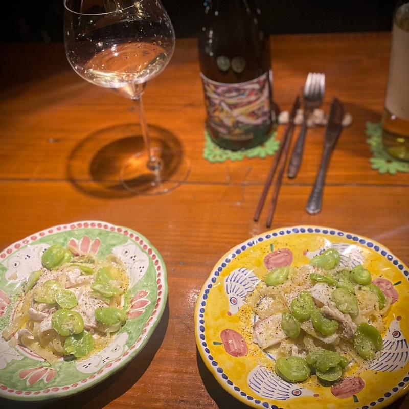 そら豆と白身魚のフェットチーネ(杉玉屋 （スギタマヤ）)