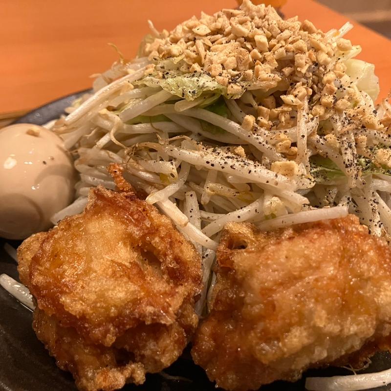好し郎 野菜増し盛りつけ汁そば（から揚げ•味玉付き）(から好し 富山空港通店)
