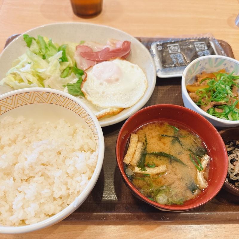 Wベーコンエッグ牛小鉢定食(すき家 宇都宮インターパーク店  )