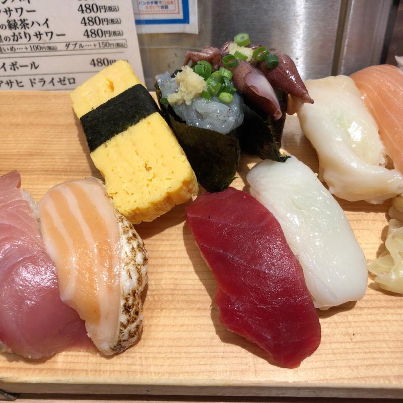 旬にぎり(寿司 魚がし日本一 みなとみらい店（立喰寿司）)