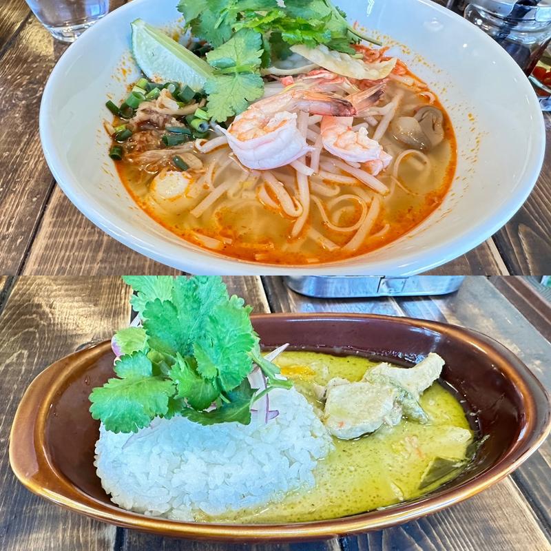 トムヤムクンラーメンとミニグリーンカレー(WAIWAI アジアのごはんやさん)