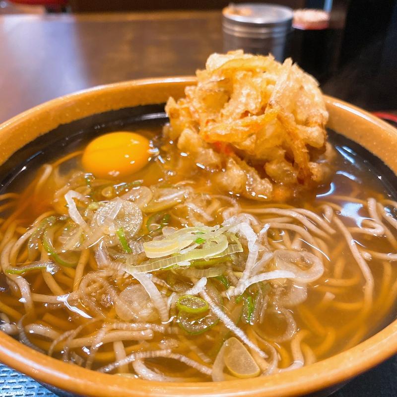 ミニかき揚げそば ＋ 生玉子(めとろ庵 新木場店 )