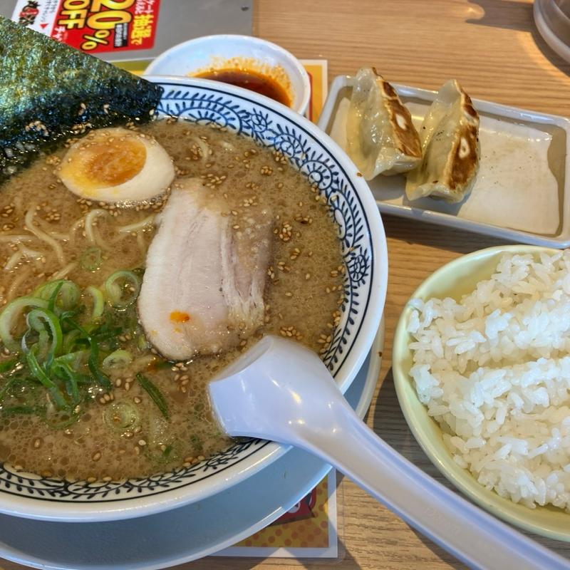 とんこつ醤油白ラーメン+餃子セット(丸源ラーメン 日立店)