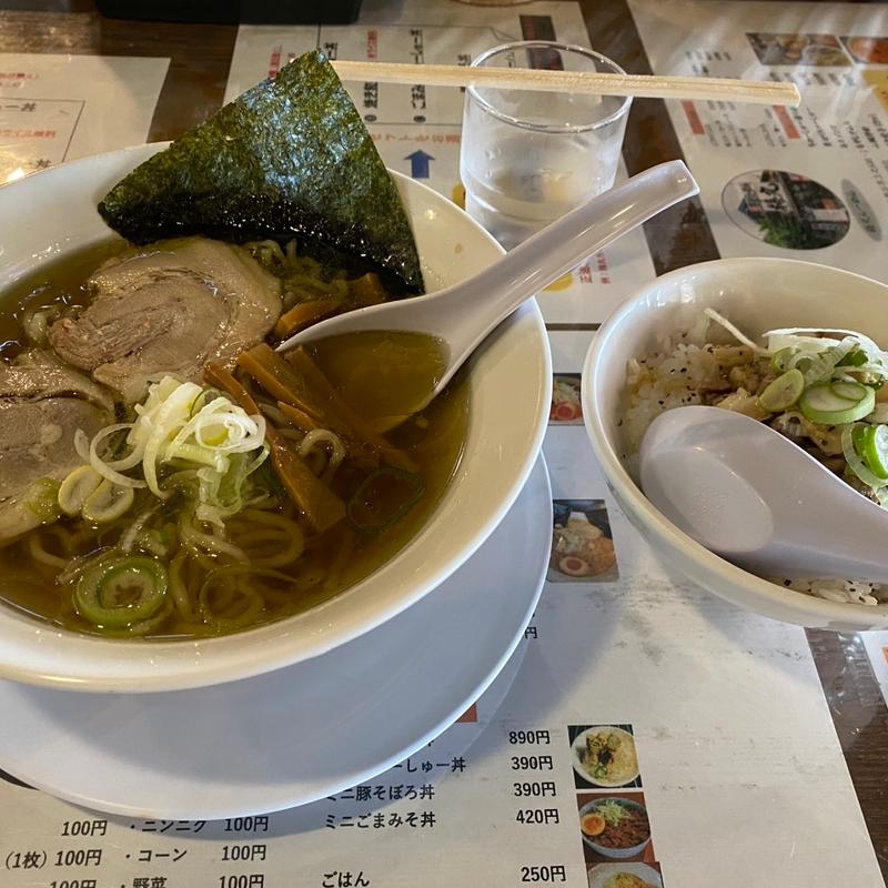 ランチセット（正油ラーメン、ミニチャーシュー丼）(本家熊谷らーめん 梅丸 総本店)