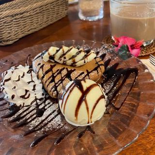 チョコバナナパンケーキ(ちょ〜ミニ)(ハワイアンカフェ ALOHAS（アロハス）| 深井/カフェ)