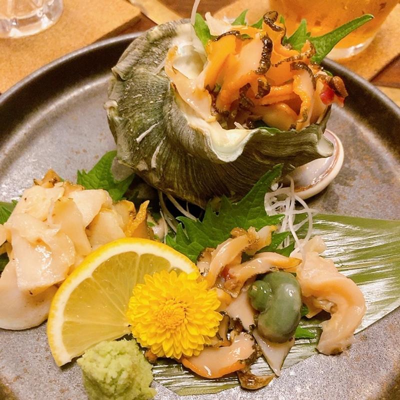 倉橋産サザエとニシ貝の刺身(山櫻 )