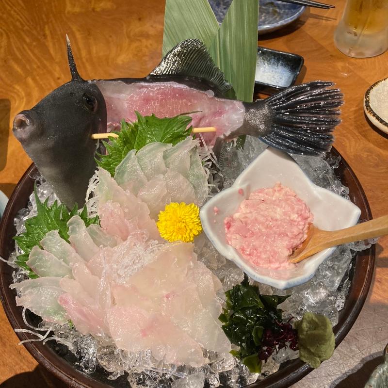 皮はぎの活け造り(魚ゆるり。 平塚店)