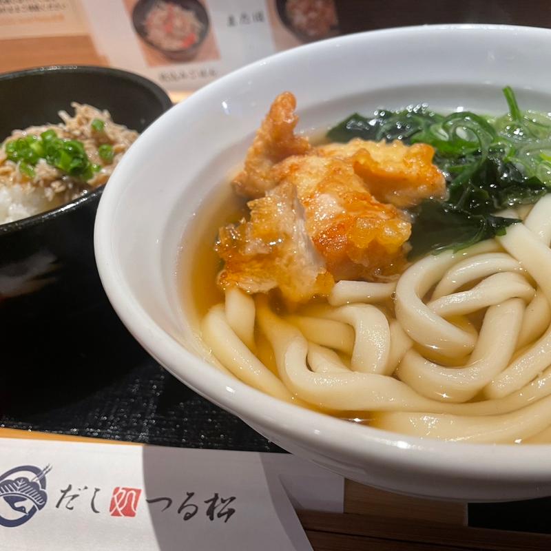 ランチセット(鶏天わかめうどん+釜揚げしらす丼)(だし処つる松)