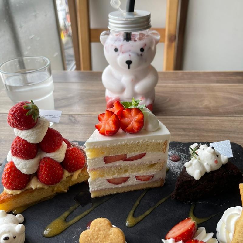 デコレーションプレート+くまドリンク(cafe saju / おやつ処 茶寿)