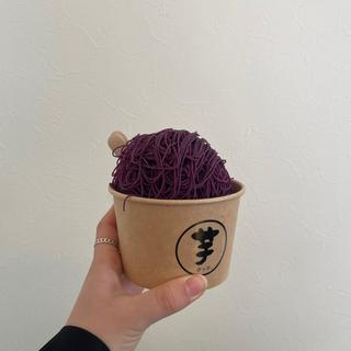 1mm絹糸の紫芋とアイス(芋ぴっぴ。浅草店)