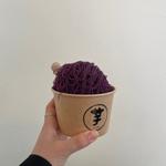 1mm絹糸の紫芋とアイス
