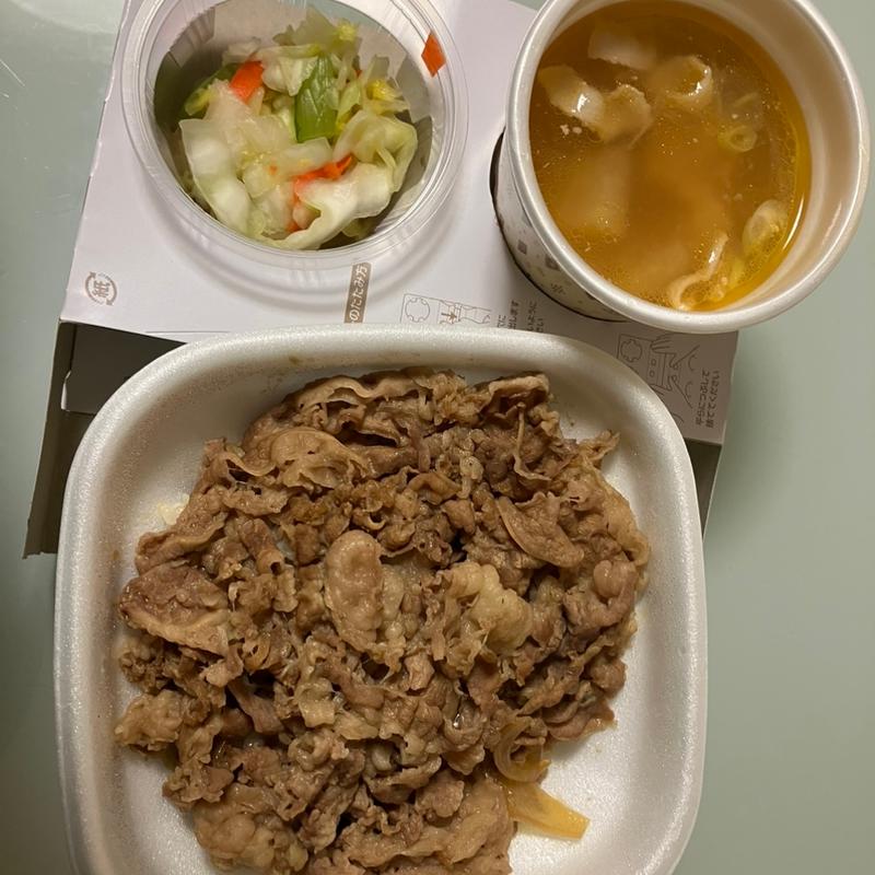 牛丼中盛り弁当豚汁おしんこセット(すき家 浜松中田店)