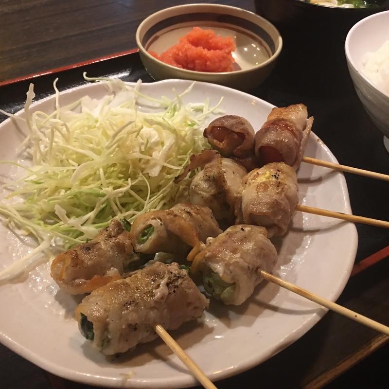 豚巻き串四種盛り定食(熱血太郎 )