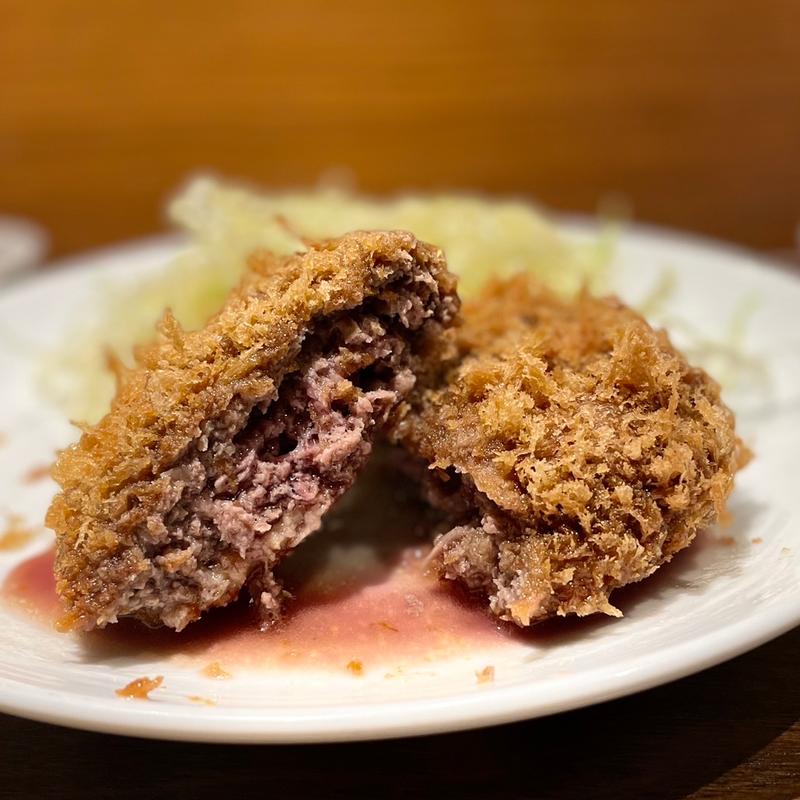 名物　大きな和牛メンチカツ定食(あげ福)