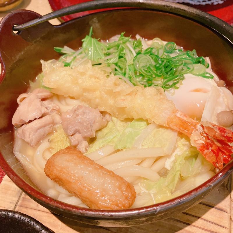 海老天鶏出汁鍋焼きうどん(DO-ZO 赤坂Bizタワー店)