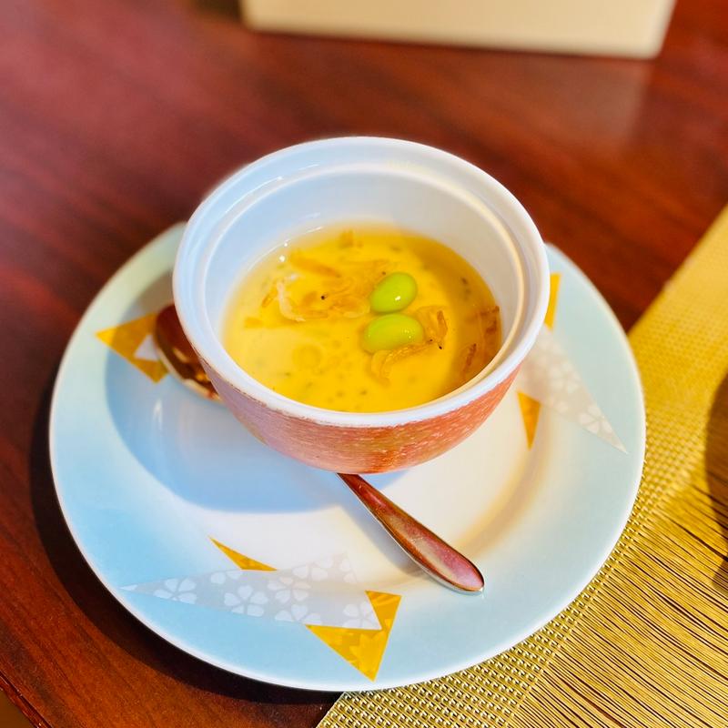 三重県産あかもく豆乳蒸し　海老餡かけ(鳥羽国際ホテル潮路亭 白石 )